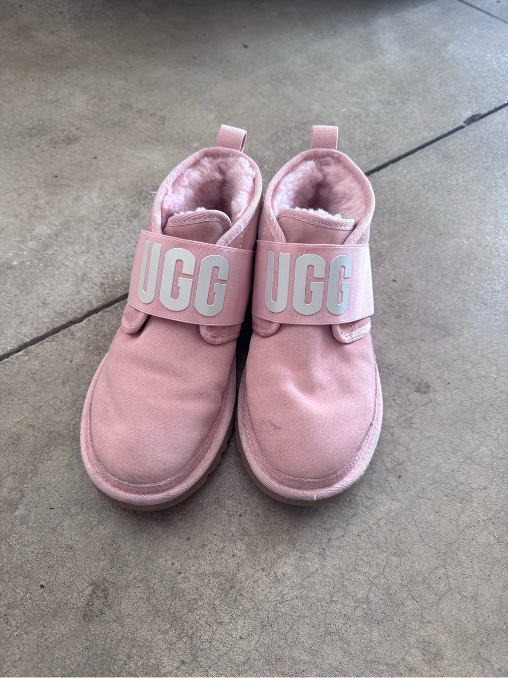 UGG Blush Pink Shearling Strap Slip-On Boots